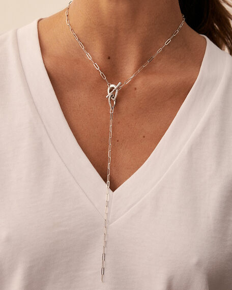 Long necklace GEMINI - Crystal / Silver - AGATHA DAYS  | Agatha