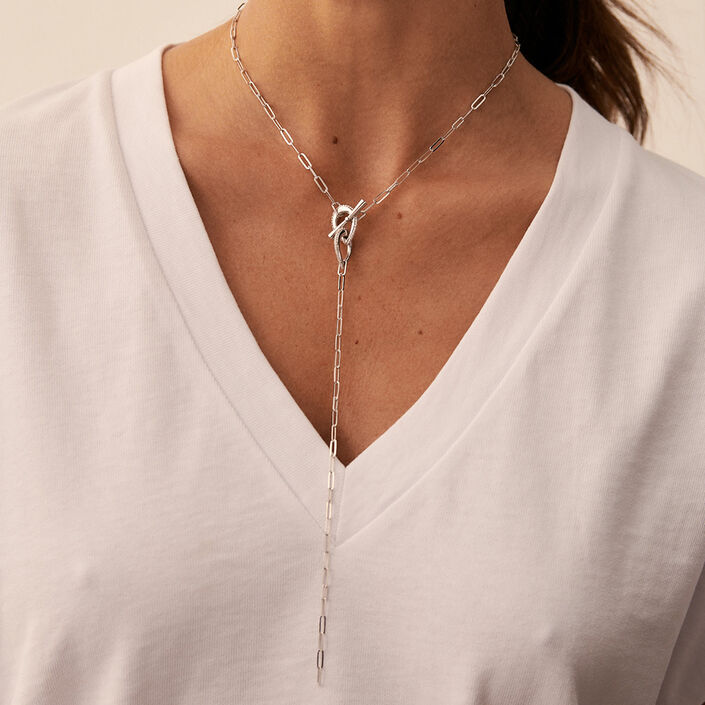 Long necklace GEMINI - Crystal / Silver - All jewellery  | Agatha