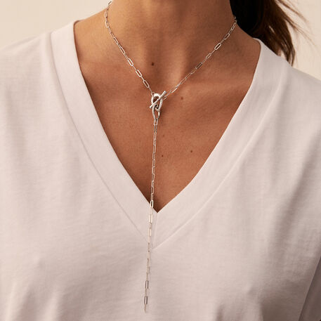 Long necklace GEMINI - Crystal / Silver - AGATHA DAYS  | Agatha