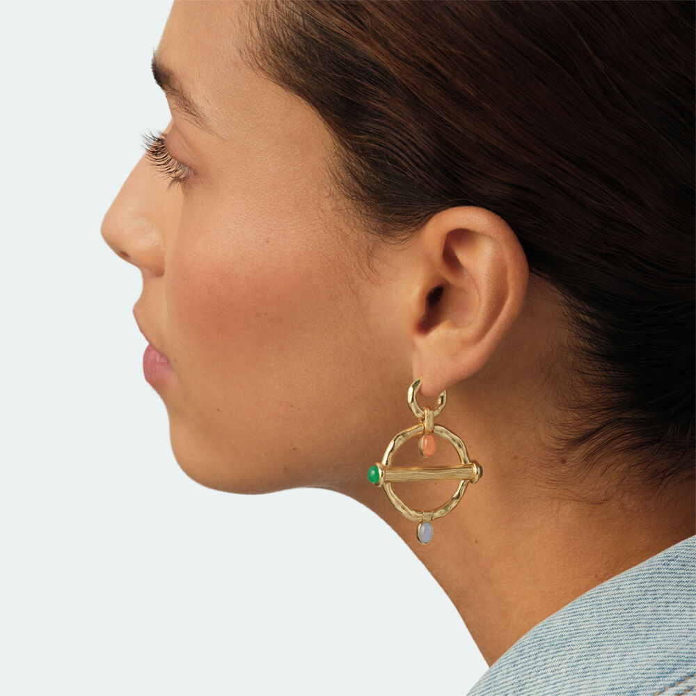 Long earrings PANGEA - Multicolor / Gold - Earrings  | Agatha