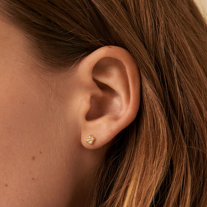 Stud earrings BELOVED - Crystal / Golden - All earings  | Agatha