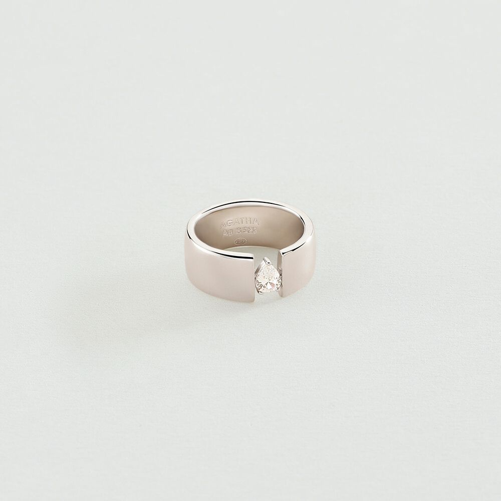 Large ring JADE - Crystal / Silver - Genuine silver  | Agatha