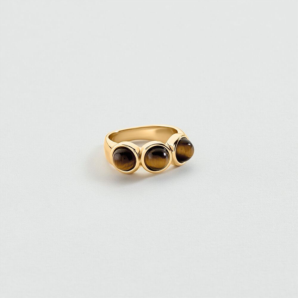 Thin ring TRIO OF STONES BATIGNOLLES - Brown / Gold - Rings  | Agatha