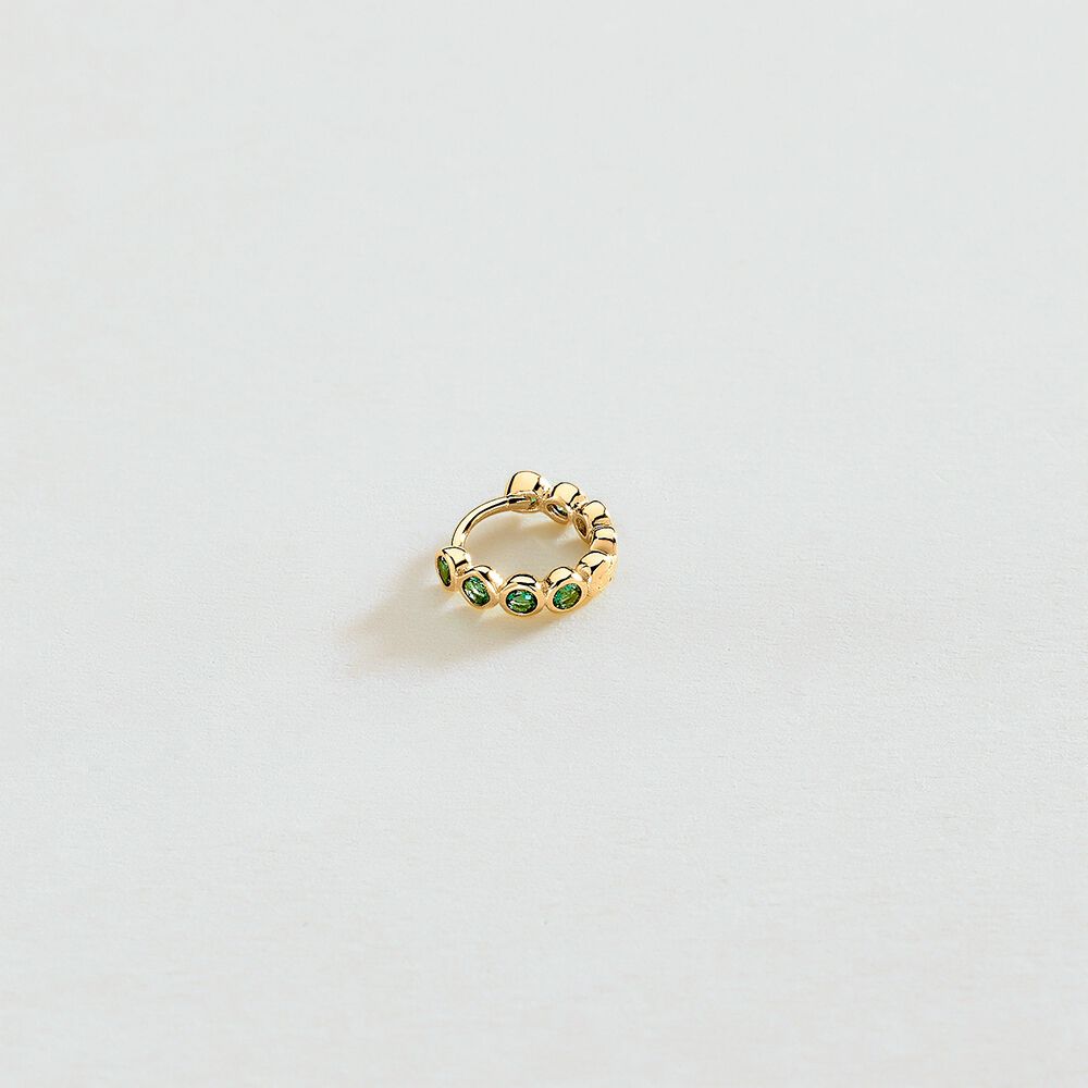 Hoop piercing LEINA - Green / Golden - Genuine silver  | Agatha