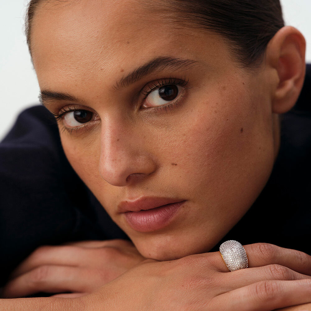 Large ring DANAE - Crystal / Golden - Large ring  | Agatha