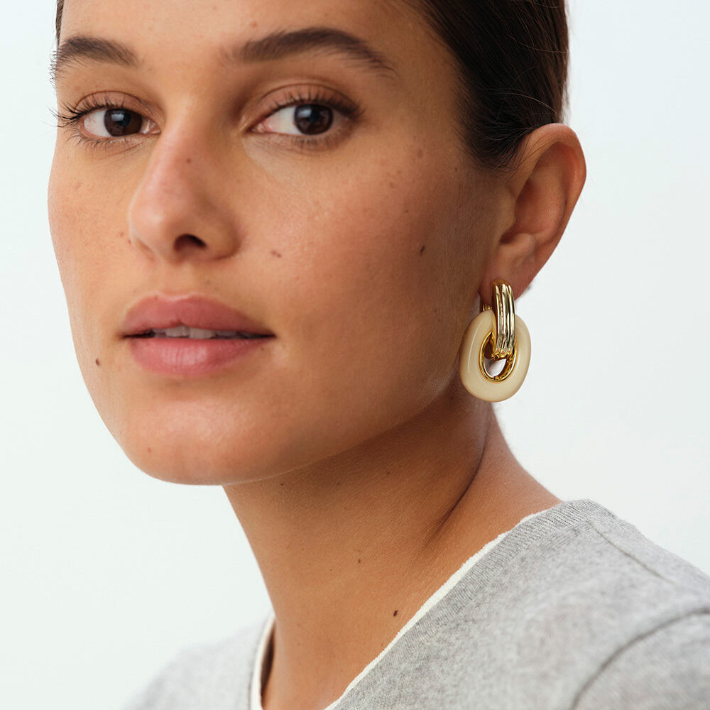 Hoops PALAIS ROYAL - Ivory / Gold - Earrings  | Agatha