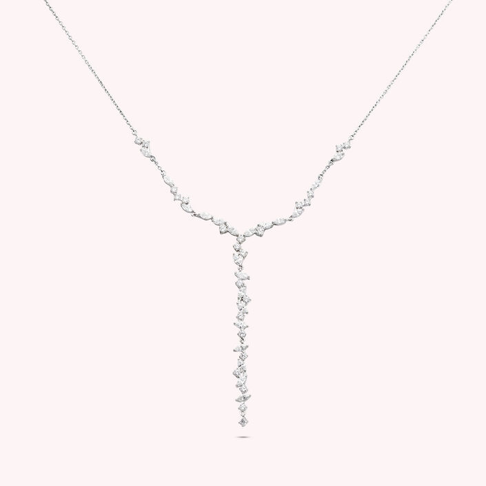 Long necklace PLEIADES - Crystal / Silver - All jewellery  | Agatha