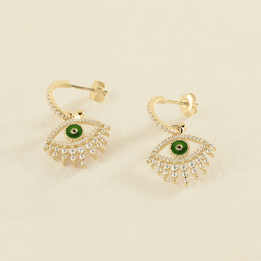 Hoops LUCKY EYE - Green / Golden - All jewellery  | Agatha