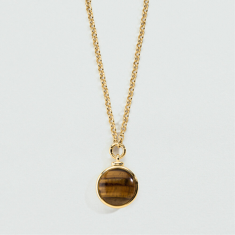 Long necklace STONE PENDANT BATIGNOLLES - Brown / Gold - Long necklace  | Agatha