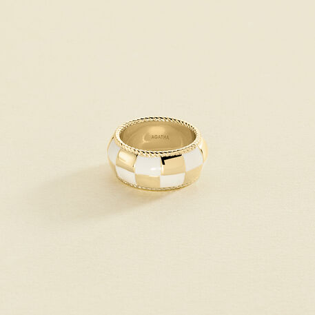 Large ring BRIGITTE - Ivory / Gold - All jewellery  | Agatha