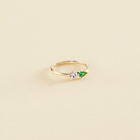 Thin ring ASTRE - Green / Golden - All jewellery  | Agatha