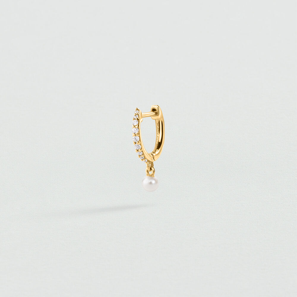 Single hoop earring PEARL MIX & MATCH - Pearl / Gold - Genuine silver  | Agatha