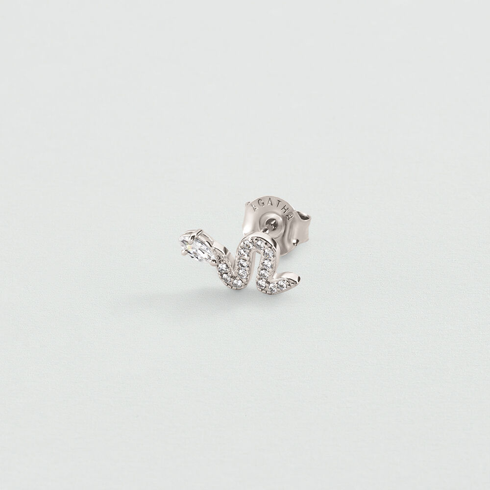 Single stud earring SNAKE MIX & MATCH - Crystal / Silver - Genuine silver  | Agatha