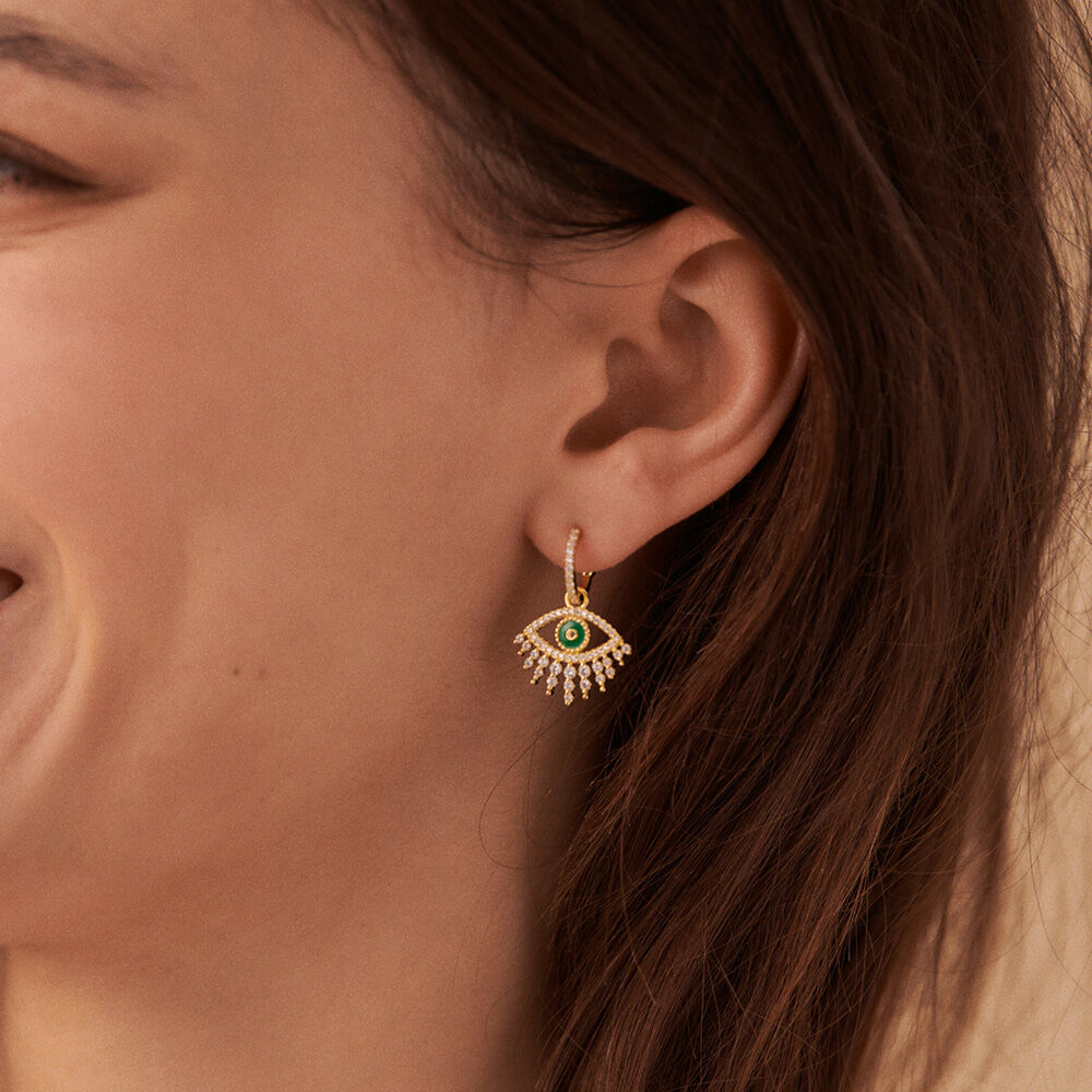Hoops LUCKY EYE - Green / Golden - All jewellery  | Agatha