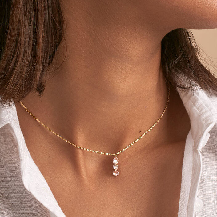 Choker necklace PETILLE - Crystal / Golden - All jewellery  | Agatha