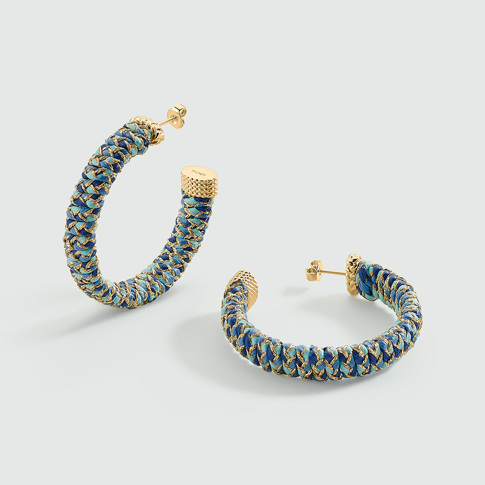 Hoops RAFIA - Blue / Gold - Earrings  | Agatha