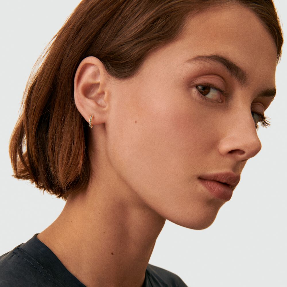 Hoop piercing PAVA - Turquoise / Gold - Genuine silver  | Agatha