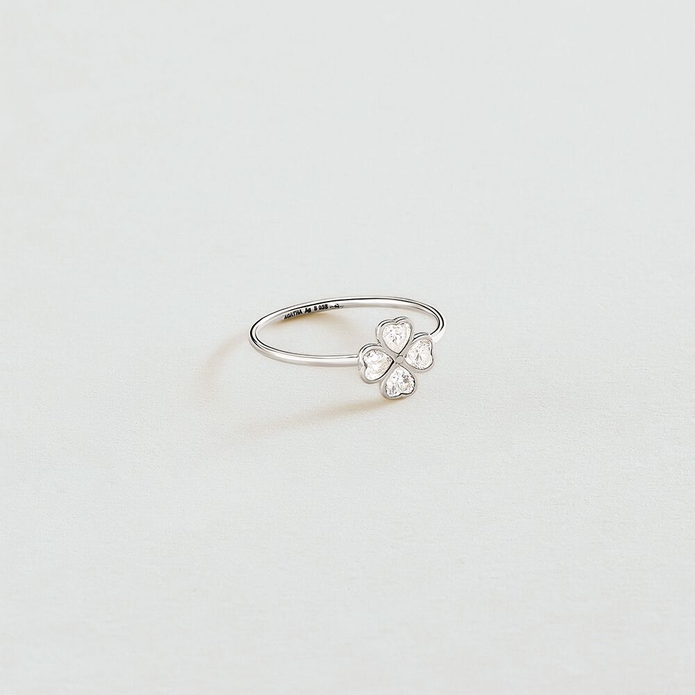 Thin ring FELICITE - Crystal / Silver - Jewellery  | Agatha