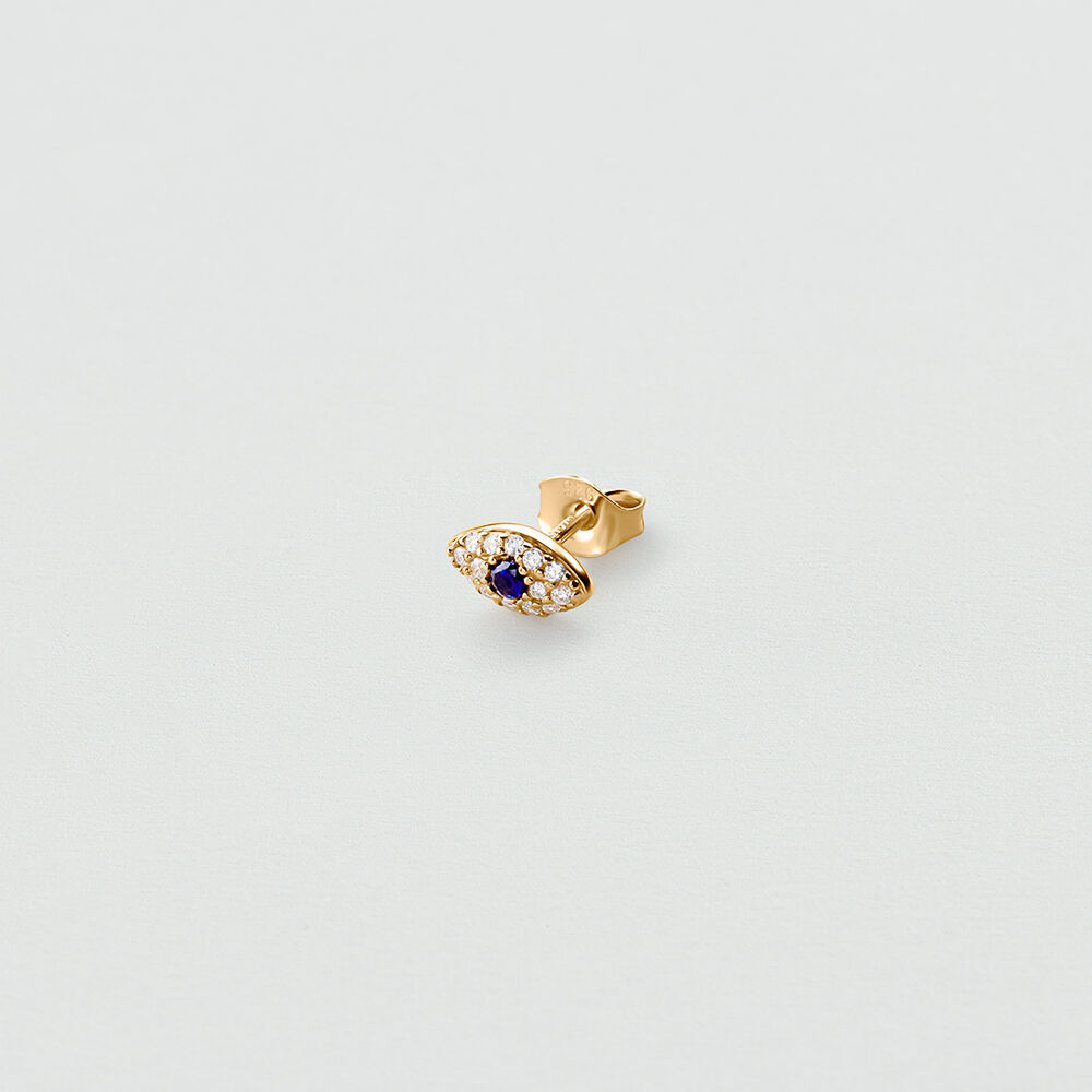 Single stud earring EYE MIX & MATCH - Blue / Gold - Earrings  | Agatha