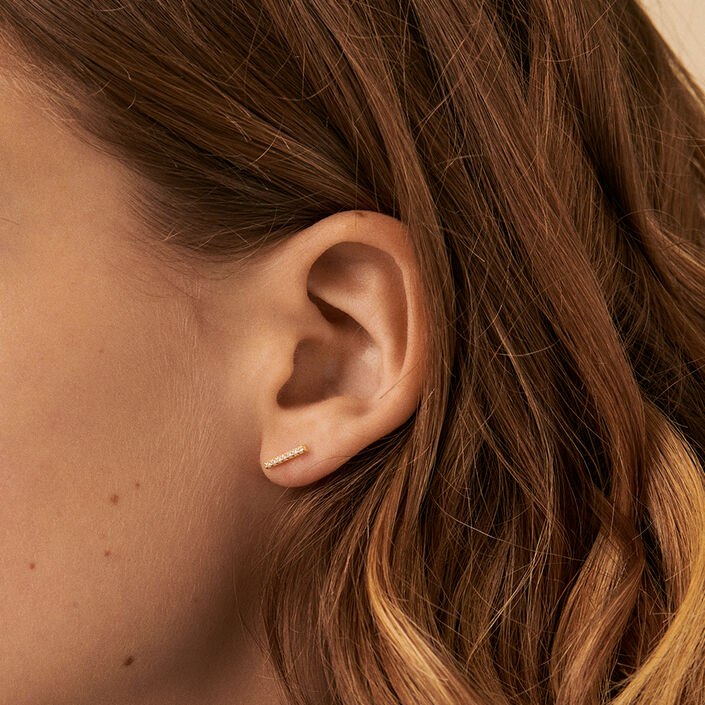 Stud earrings BARSHINE - Crystal / Golden - All earings  | Agatha