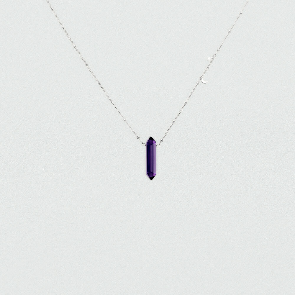 Long necklace CHACKRA - Amethyst / Silver - Outlet  | Agatha