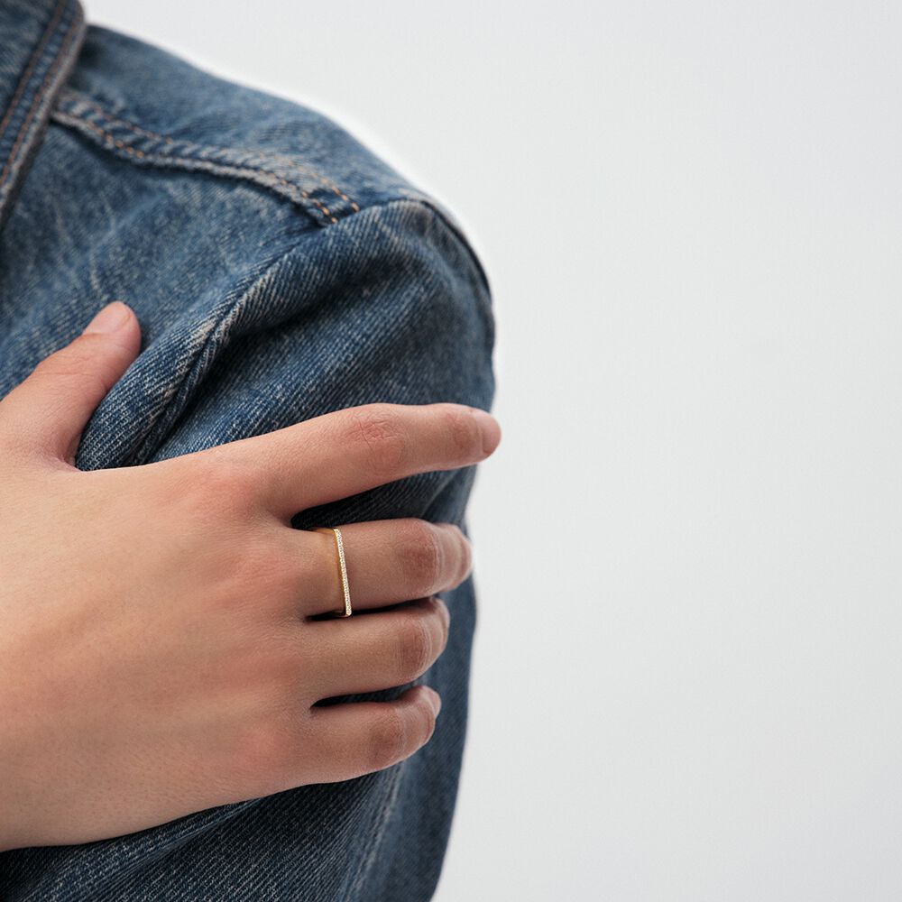 Thin ring BARSHINE - Crystal / Golden - Jewellery  | Agatha