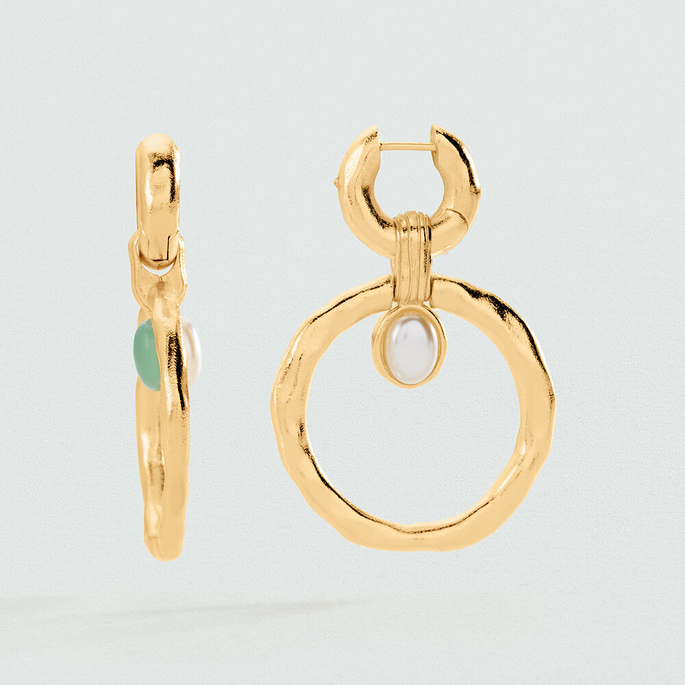 Hoops PANGEA - Green / Golden - Earrings  | Agatha