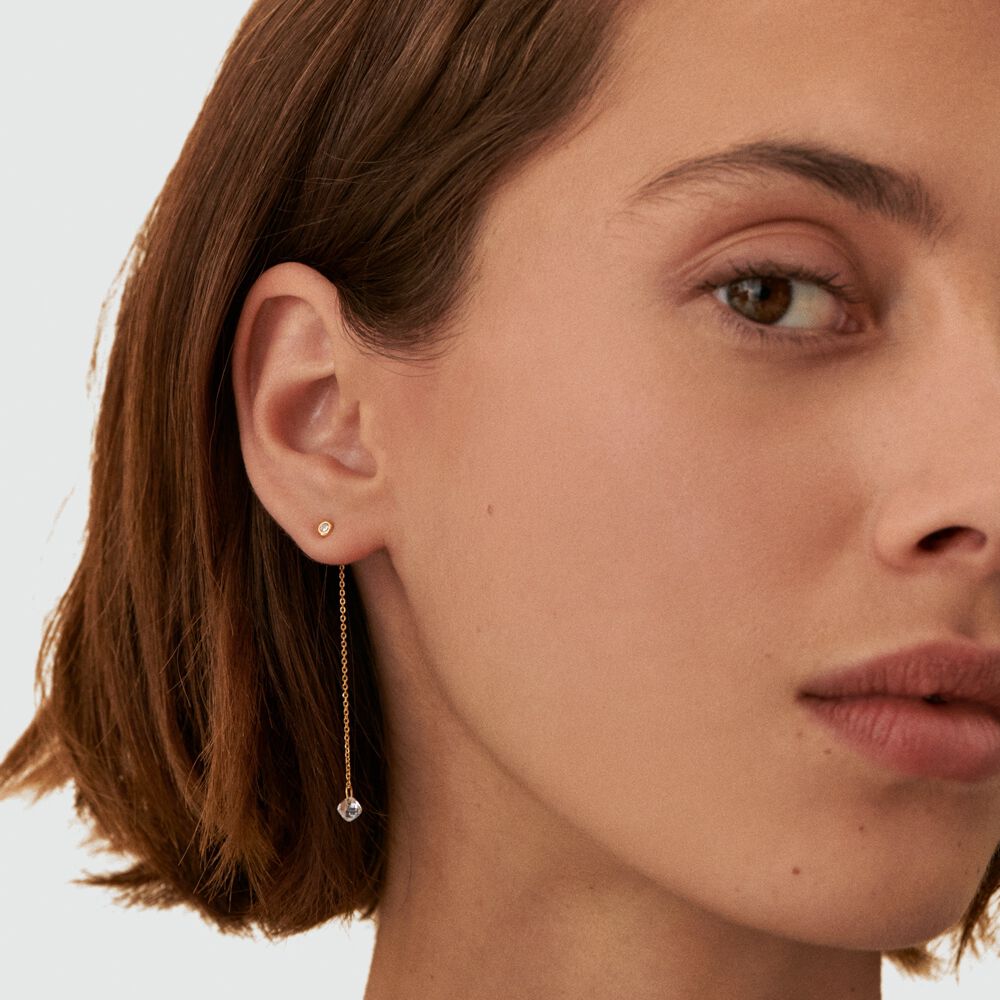 Piercing stud PERCEE - Crystal / Golden - Genuine silver  | Agatha