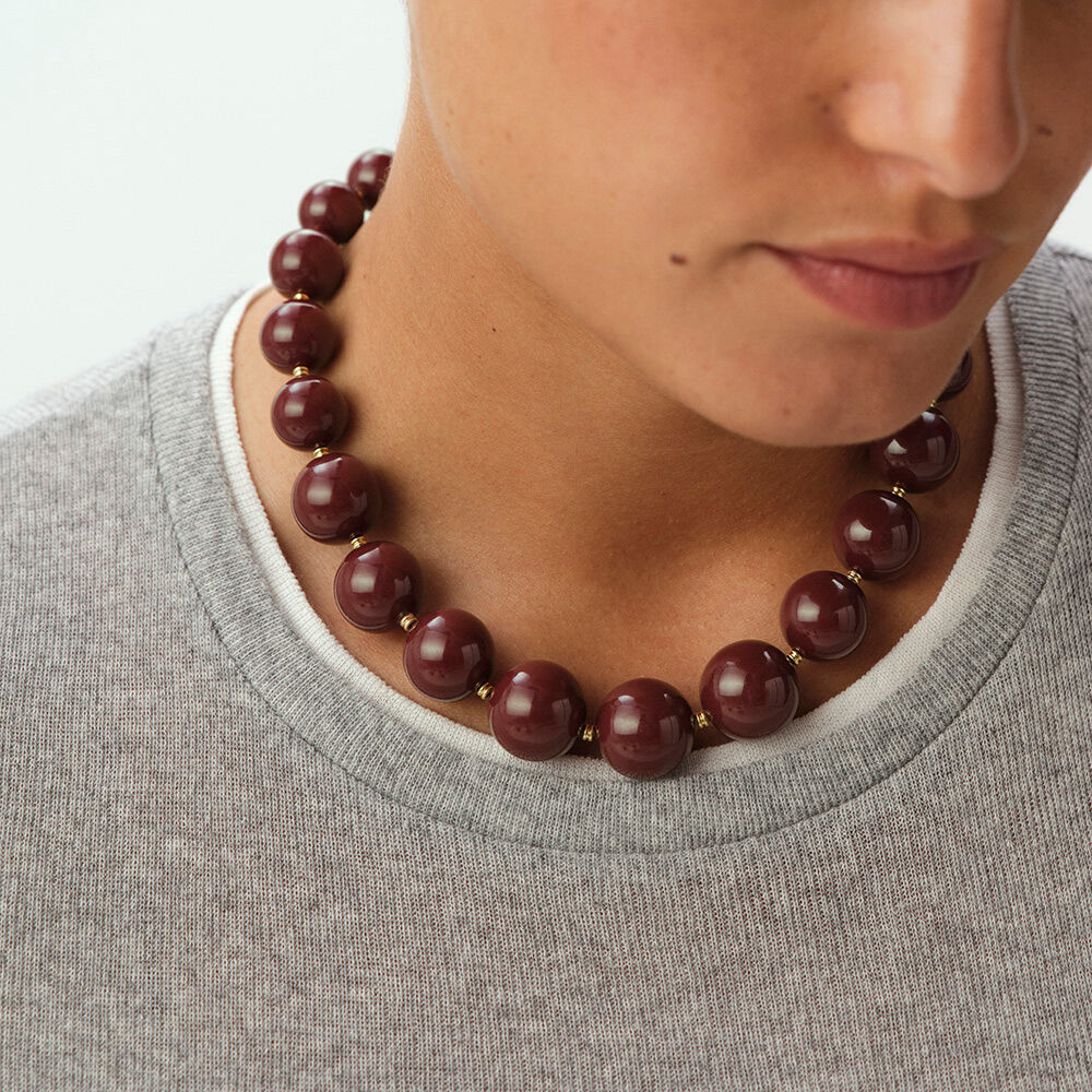 Choker necklace PALAIS ROYAL - Burgundy / Golden - Choker necklace  | Agatha