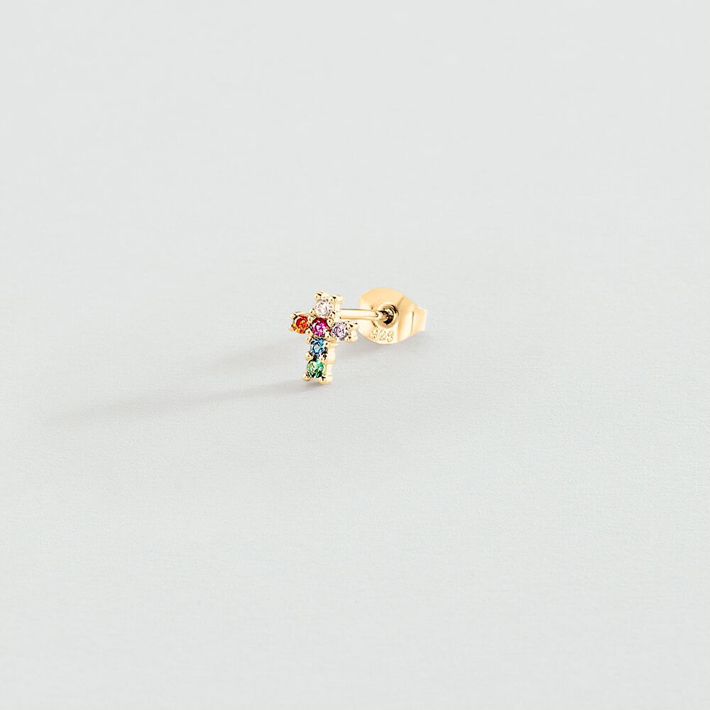 Piercing stud CROSS - Multicolor / Gold - Jewellery  | Agatha