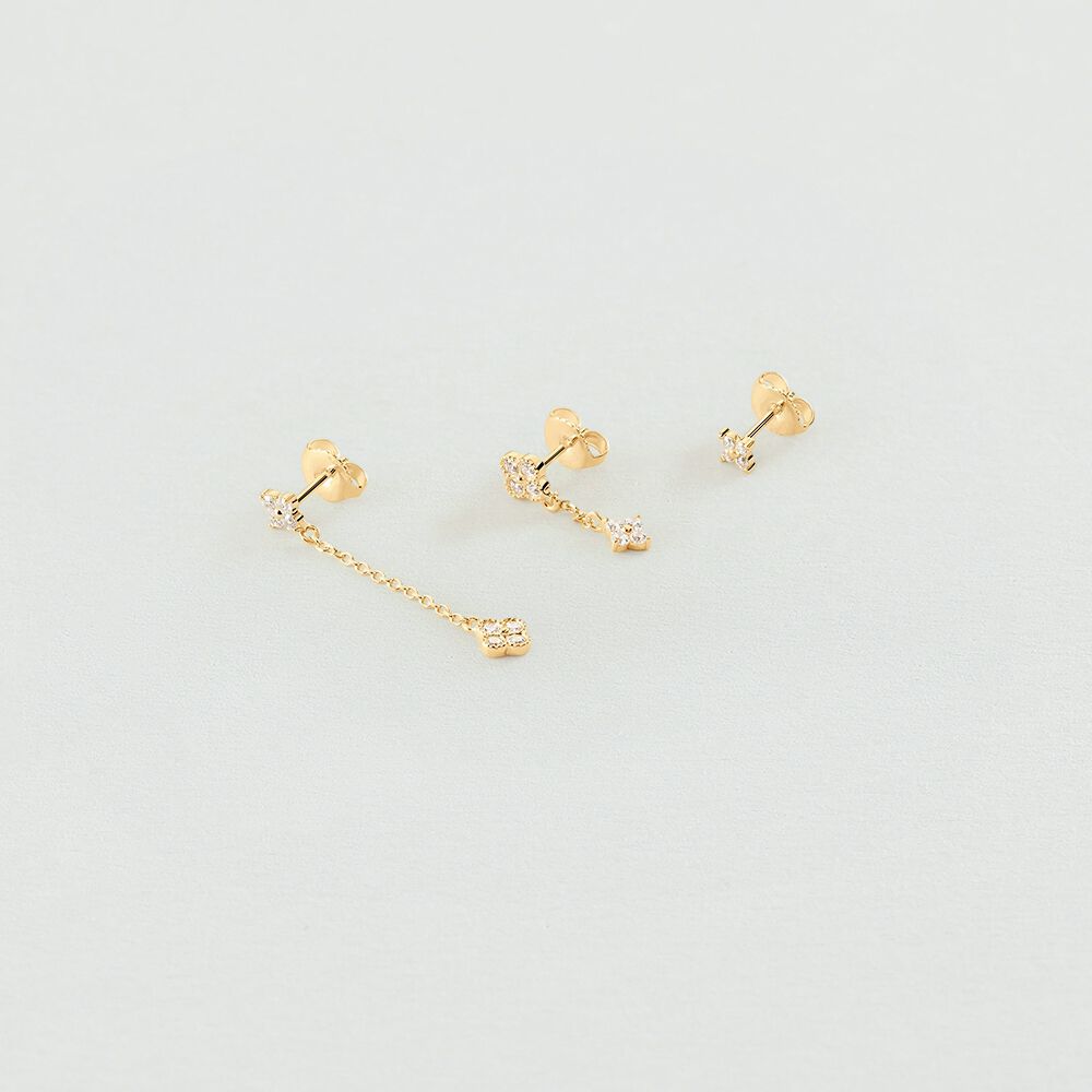 Piercing stud MIX& MATCH - Crystal / Golden - Genuine silver  | Agatha