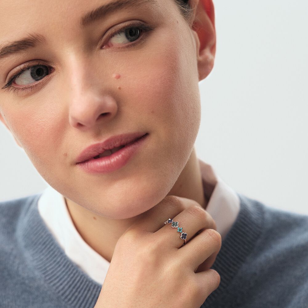 Thin ring BELOVED - Multicolor / Silver - Genuine silver  | Agatha