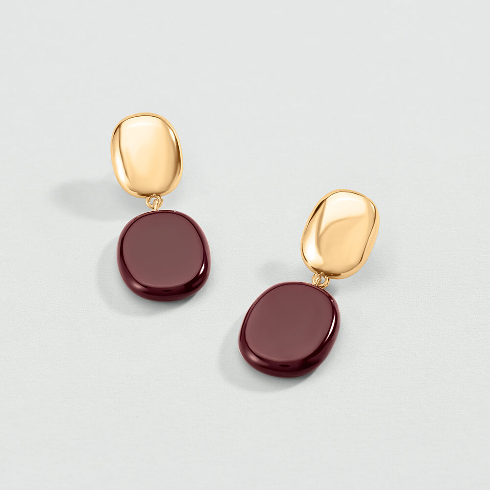 Long earrings PALAIS ROYAL - Burgundy / Golden - Earrings  | Agatha