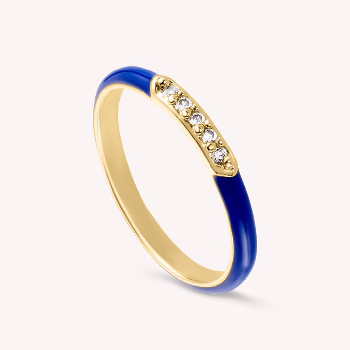 Thin ring BONHEUR - Navy Blue - All jewellery  | Agatha