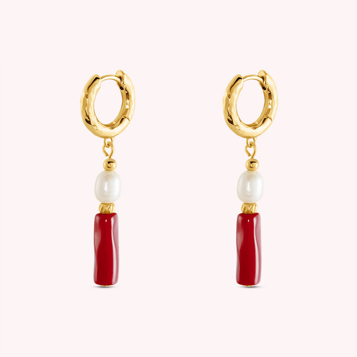 Long earrings DEESSE - Red / White - All earings  | Agatha