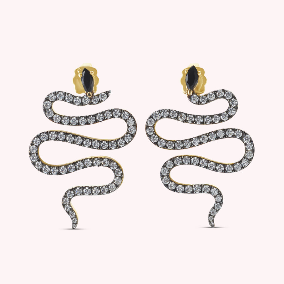 Long earrings SNAKY - Crystal / Gun - All earings  | Agatha