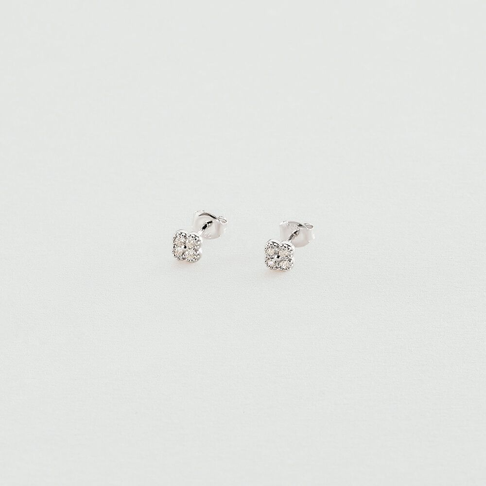 Stud earrings BELOVED - Crystal / Silver - Genuine silver  | Agatha
