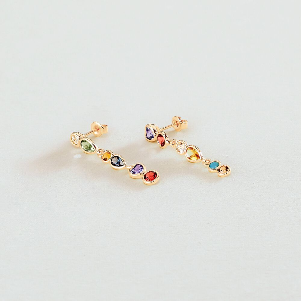 Long earrings CANDY - Multicolor / Gold - Earrings  | Agatha