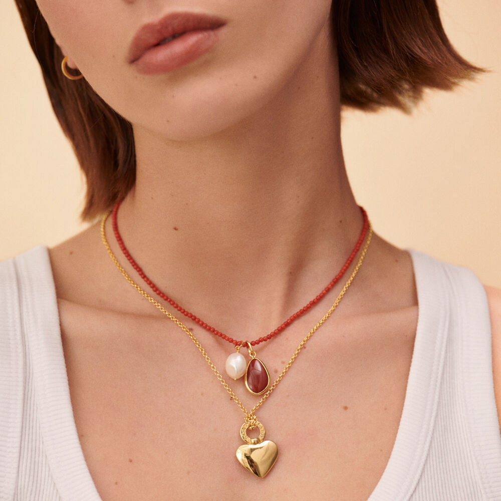 Choker necklace NATURAL STONES - Coral - Choker necklace  | Agatha