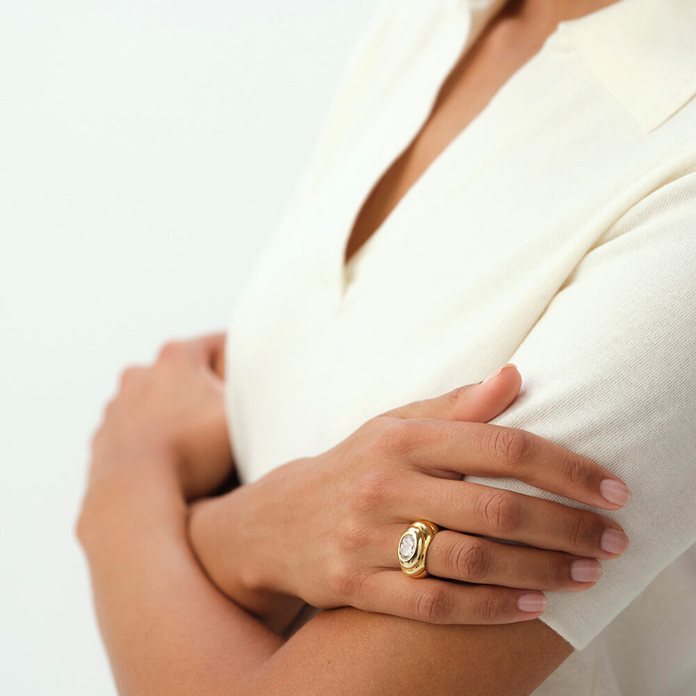 Large ring VICTOIRE - Crystal / Golden - Large ring  | Agatha