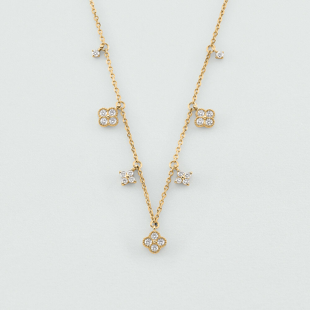 Choker necklace BELOVED - Crystal / Golden - Genuine silver  | Agatha