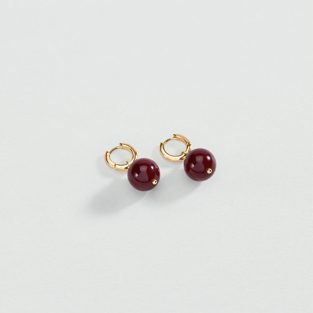 Hoops PALAIS ROYAL - Burgundy / Golden - Earrings  | Agatha