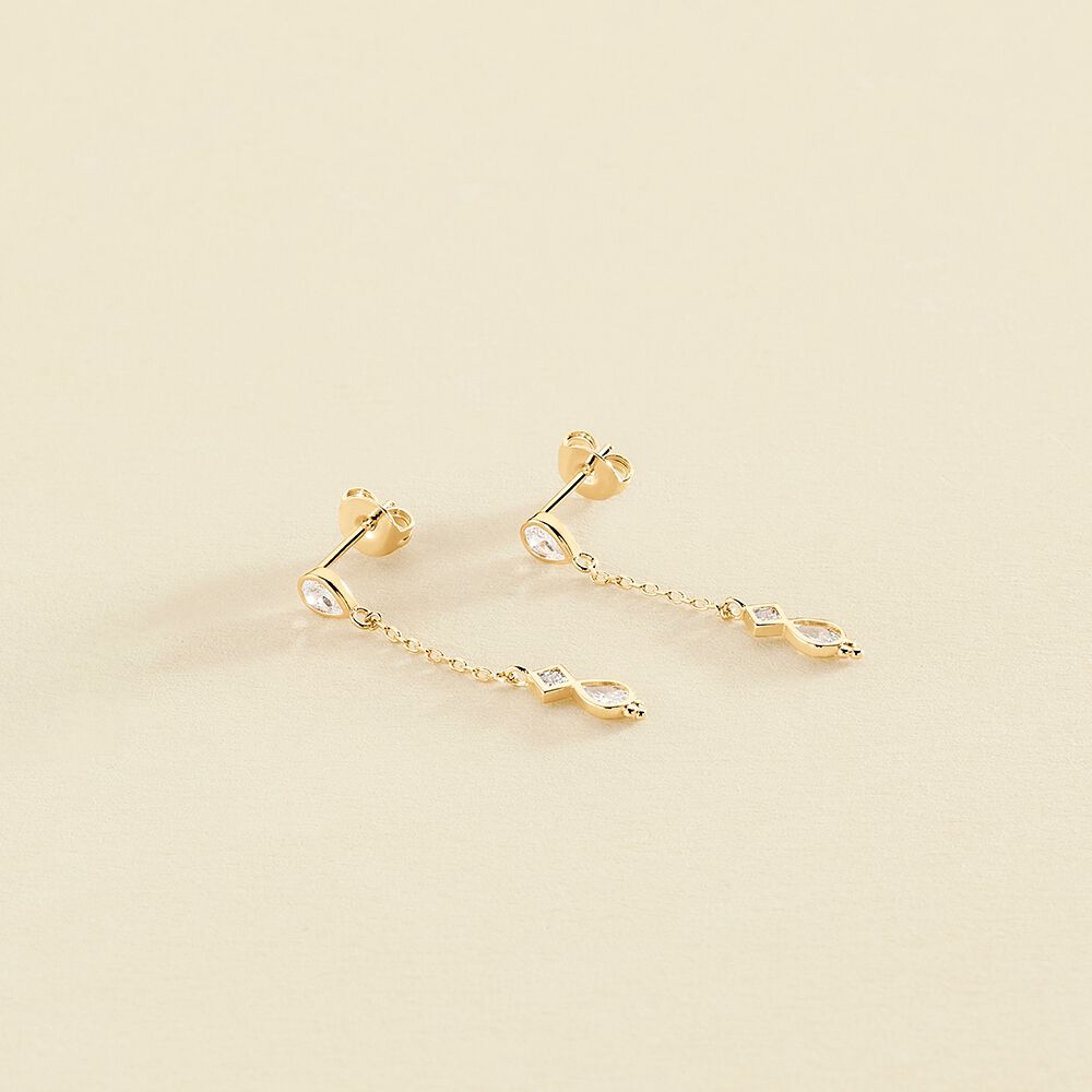 Long earrings ARISTA - Crystal / Golden - All earings  | Agatha