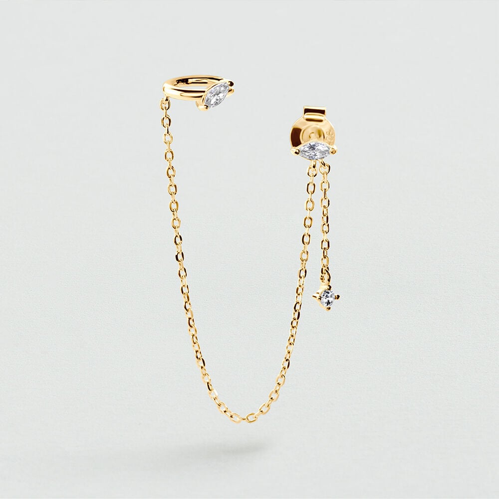 Single stud earring MIX & MATCH - Crystal / Golden - Genuine silver  | Agatha
