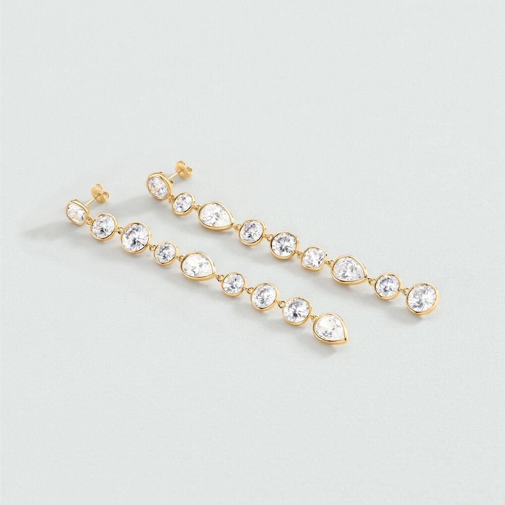 Long earrings CANDY - Crystal / Golden - Earrings  | Agatha