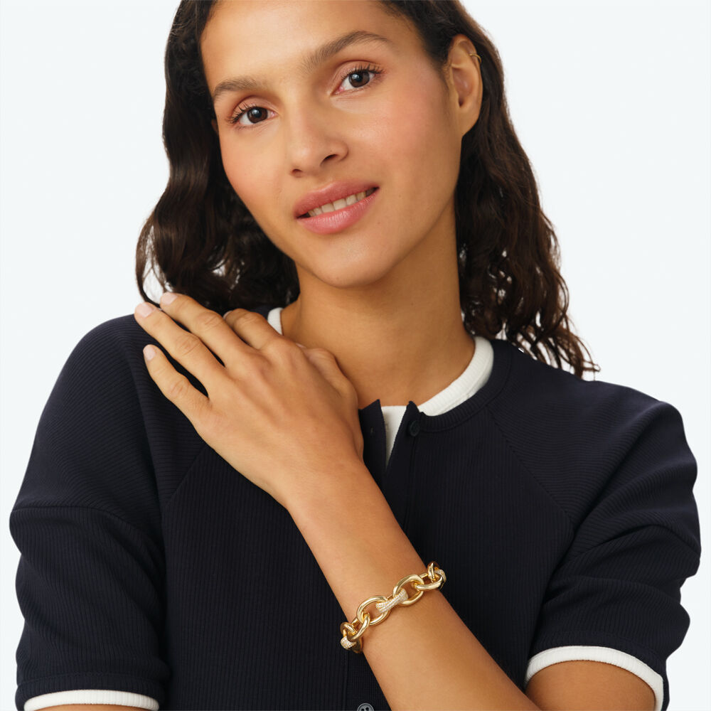 Link bracelet XOXO PAV&Eacute; - Crystal / Golden - Bracelets  | Agatha