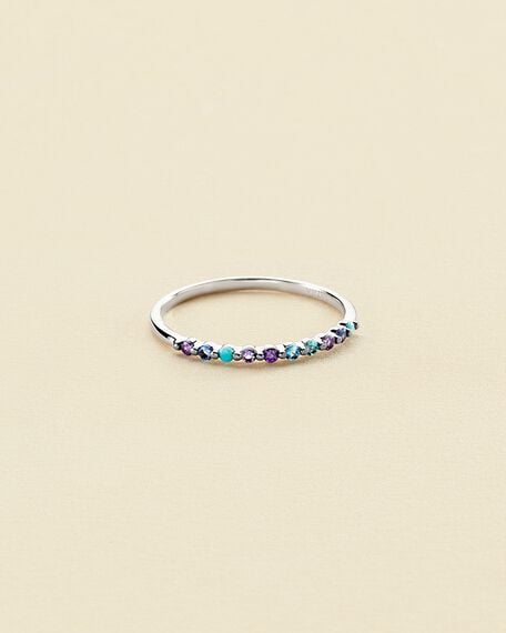 Thin ring BELOVED - Multicolor / Silver - All jewellery  | Agatha