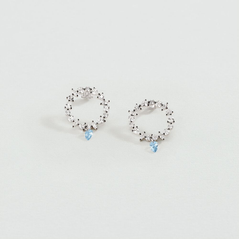 Long earrings JACKIE - Silver / Aquamarine blue  - Earrings  | Agatha