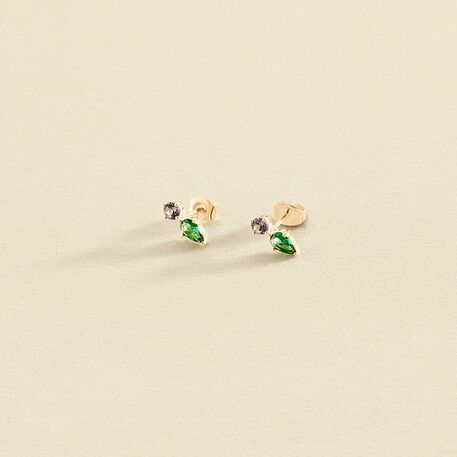 Stud earrings ASTRE - Green / Golden - All earings  | Agatha