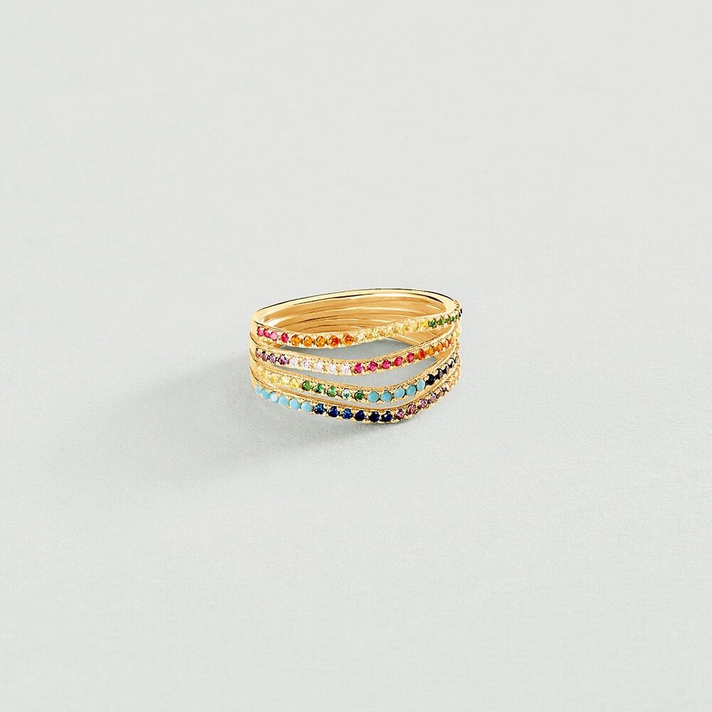 Large ring IRIS - Multicolor / Gold - Jewellery  | Agatha